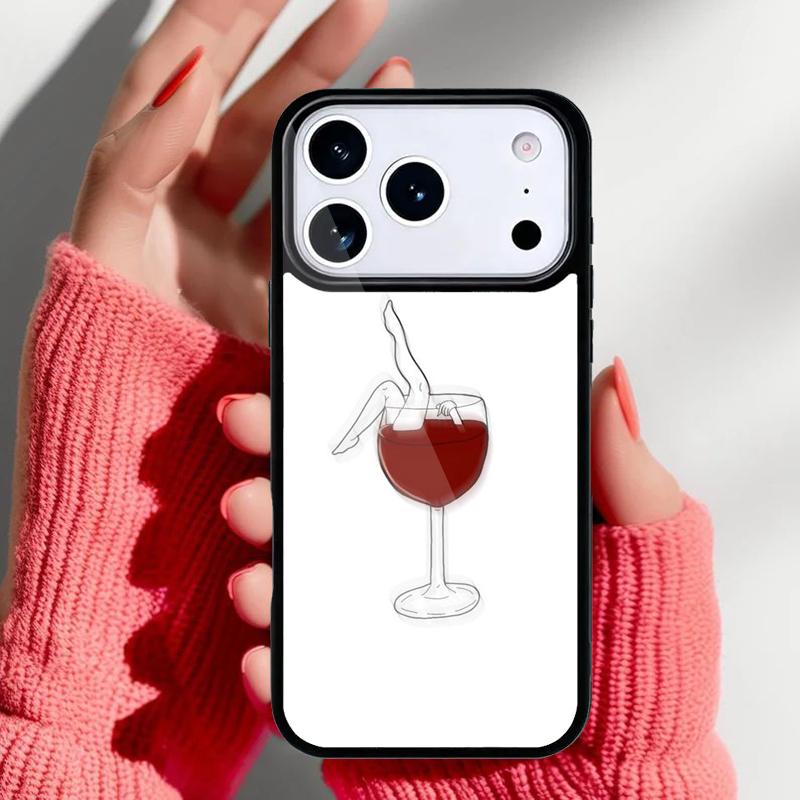 Red Wine Glass print Phone Case for iPhone 17 Air 16e 15 14 13 Pro Max Back Cover for 12 11 Pro Coque