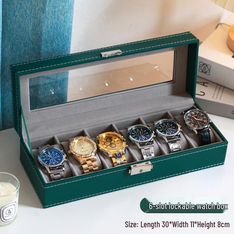 Benya Green Lockable Leather Watch Storage & Display Box