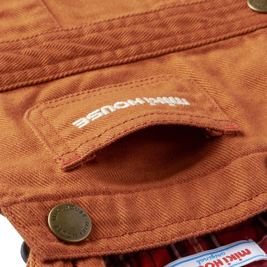 MIKI HOUSE Denim Jumper Skirt with for and Kids Logo, 10-1821-575, 90cm, Brown, Girls, Baby,