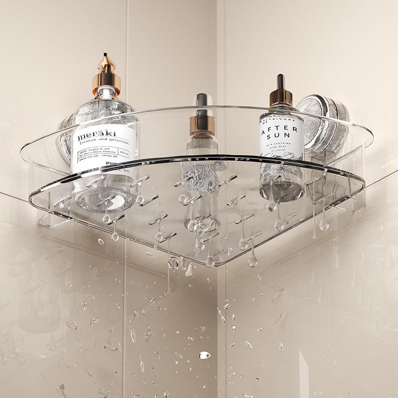 Wandmontiertes Eckregal mit Saugnapf – Bohrfreie Dreieckablage für Bad & Toilette