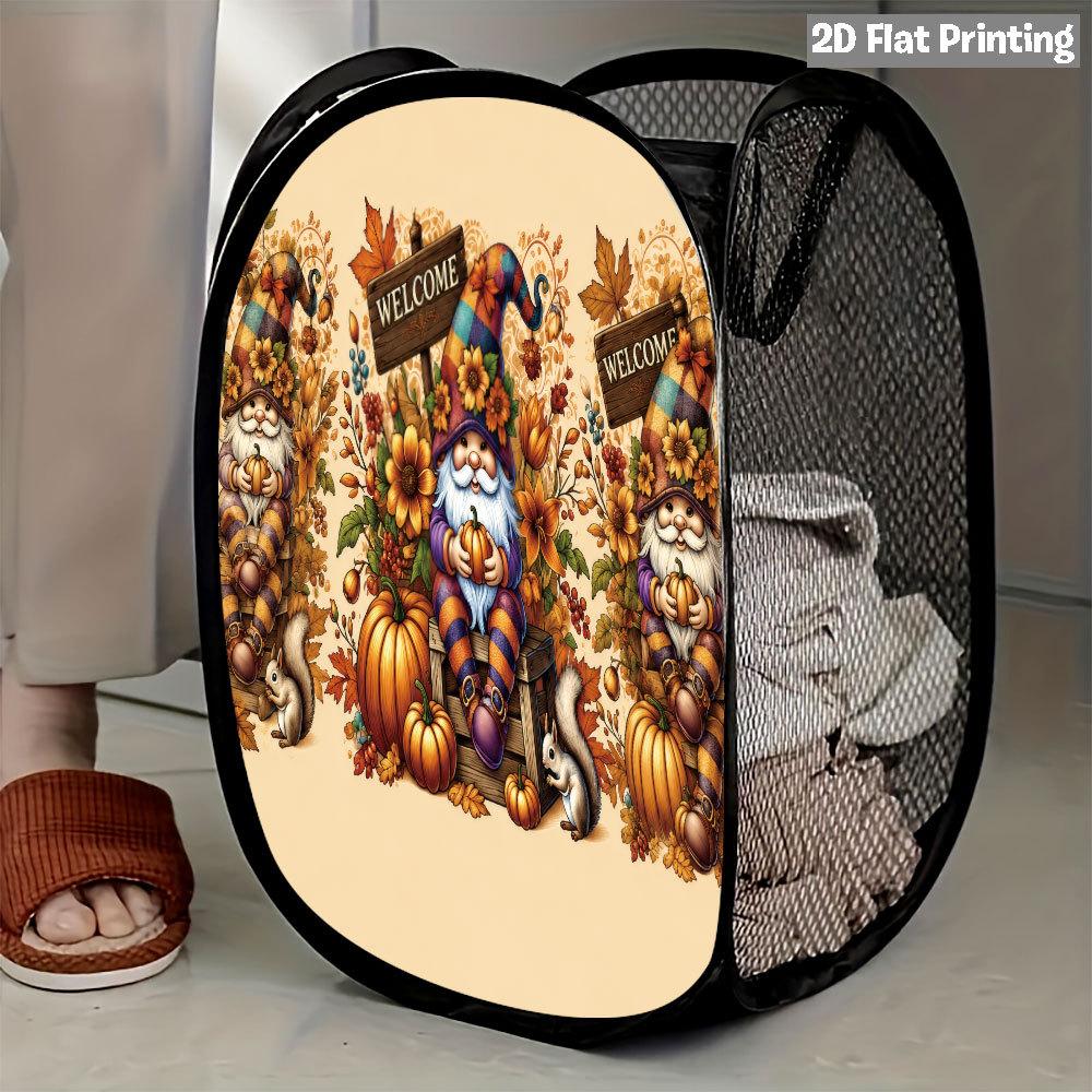 1Pcs Autumn Sunflower Pumpkin Series 3 Pop-Up Laundry Hamper Expandable Mesh Hamper Basket for Room Bedroom Bathroom Organization Contemporary Storage