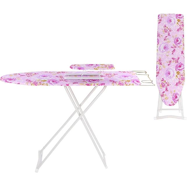 Foldable Ironing Board Full-Size Itoning Board Height Adjustable Iron Board with Print Flower Heat Resistant Cover, 42" Long Ironing Board with Steam