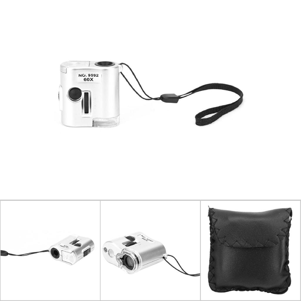 60X Mini-Mikroskop-Taschenlupe Lupe LED Falschgeld-Detektor Lupe