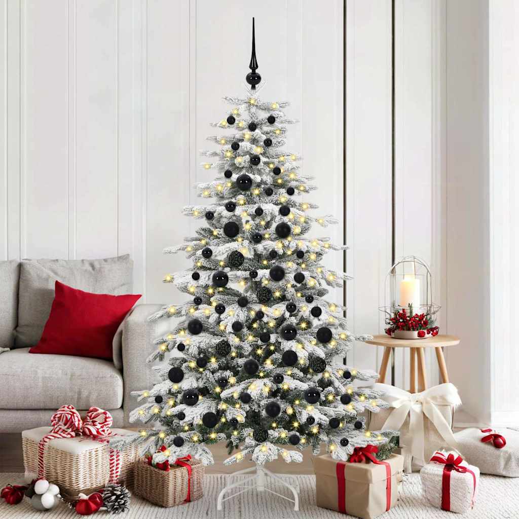 Christmas Ornament Set with 300 LEDs 120 pcs Black Plastic