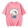 2026 New Kitty X Shinchan Print TShirt Cute Sanrio Loose Fit Casual Tee Harajuku Style Short Sleeve Top Couple Clothing Unisex