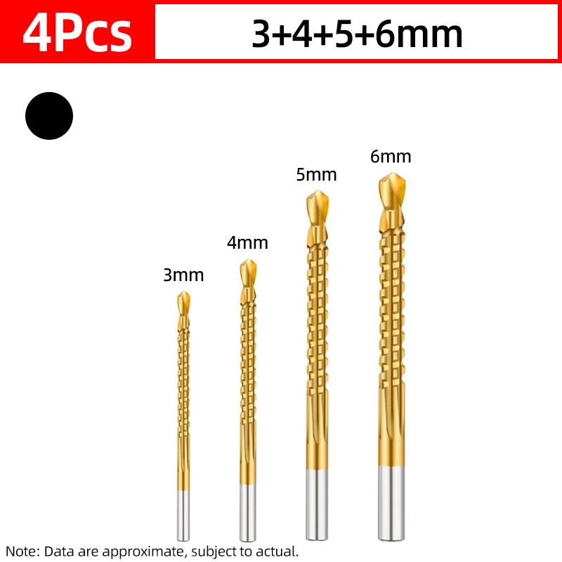 HSS Titanium Serrated Drill Bit Set 3/4/5/6/6.5/8mm Grooving Cutting Hole Saw Twist Drill Bits Round/Hex Shank Wood Metal Tools