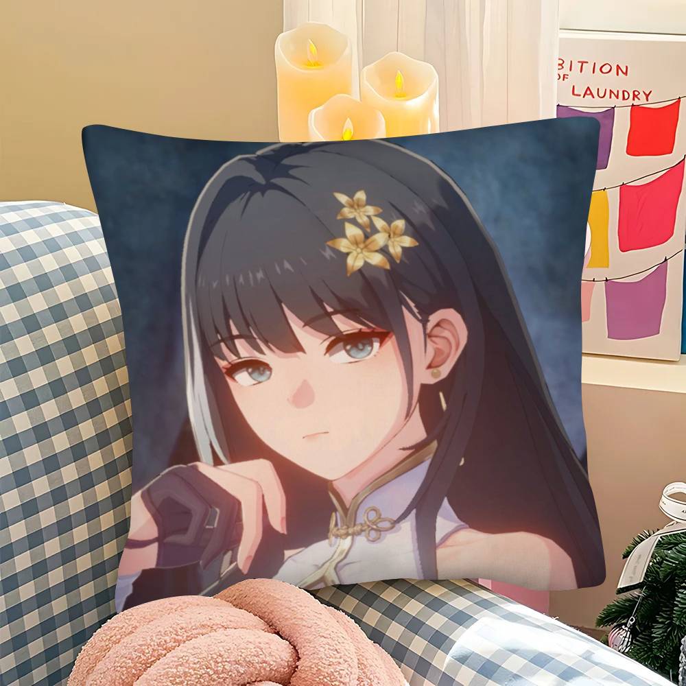 1pc Wuthering Waves Game Baizhi Pillow Case Fashion Square Pillowcase Bedroom Sofa Room Ins Decoration Leisure