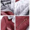 BITCED PU Leather Jacket Casual Plus Size Fleece-Lined Thickened Middle-Aged and Elderly Leather Jacket