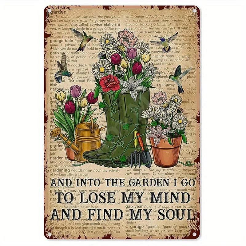 Gärtnern, weil Morden falsch ist Vintage Metallschild Lustige Pflanzen Retro Schild für Garten Außenwanddekor Home Sweet Home Schild