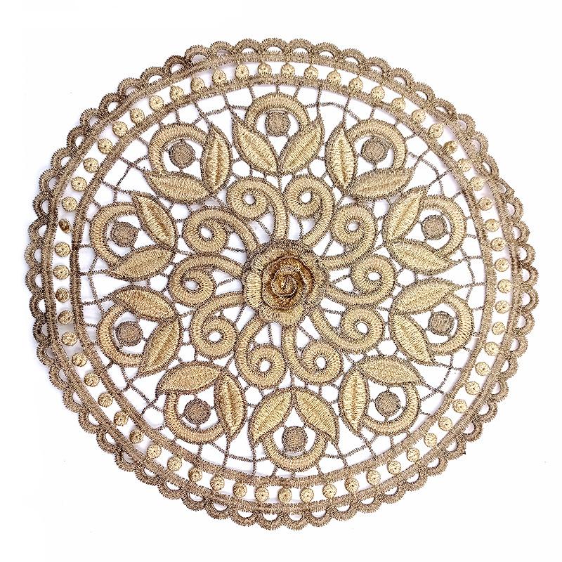 Lace Embroidery Cloth Water Soluble Flower Table Cloth Tablecloth European Fabric Coffee Table Cloth Throw Pillow Embroidery Round Cushion