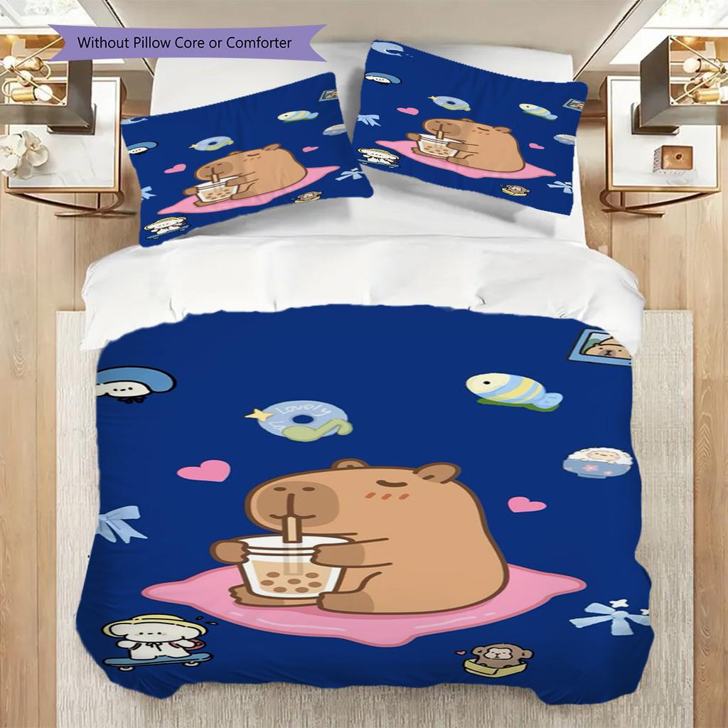 Sweet Sip Rainbow Bedding (1 * duvet cover + 2 * pillowcase, without core) 2D Flat Duvet cover and pillowcase Bedding set Soft and comfortable