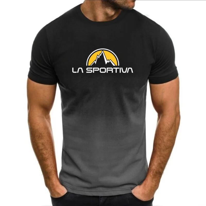 La Sportiva-Tricou cu imprimeu cu litere pentru bărbați, tricou confortabil și respirabil cu gât rotund, tricouri sportive