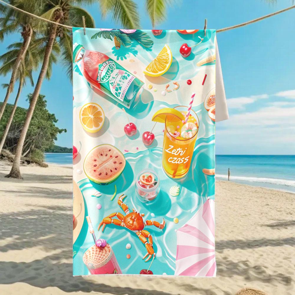 New, Double-sided Velvet Beach Towel Quick-drying Sports Towel Printed Bath Towel