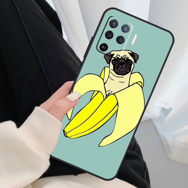 Funny Cartoon Pug Case For Oppo A96 A76 A16 A60 A98 A58 A78 A18 A38 A80 A40 A77 A57 A17 A74 A54 A94 A15 A5 Pro