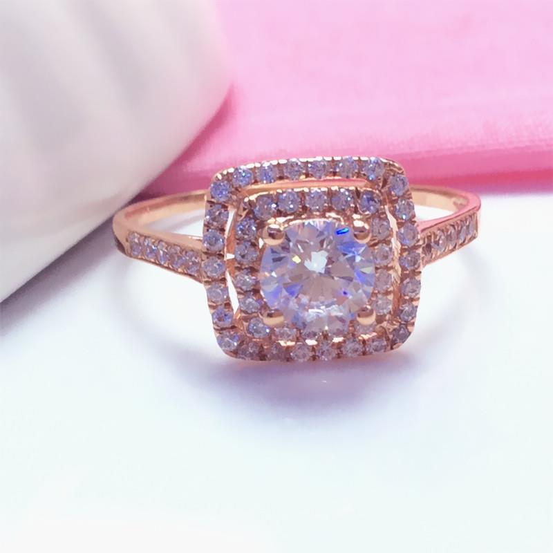 

Russian Purple Gold Inlaid Zircon Square Full Diamond Luxury Temperament Colored Gold Live-Plated Rose Gold Ring (opening can be adjusted)