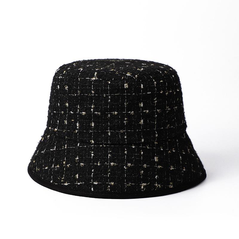 New Xiaoxiangfeng Plaid Bucket Hat Female Face Small Autumn and Winter Warm Advanced Sense Bucket Hat Korean Version Versatile Basin Hat