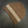 Retro Drawstring Stacking Hat Women's Fashion Autumn and Winter New Big Head Circumference Wool Hat Simple Warm Jacquard Knitted Hat
