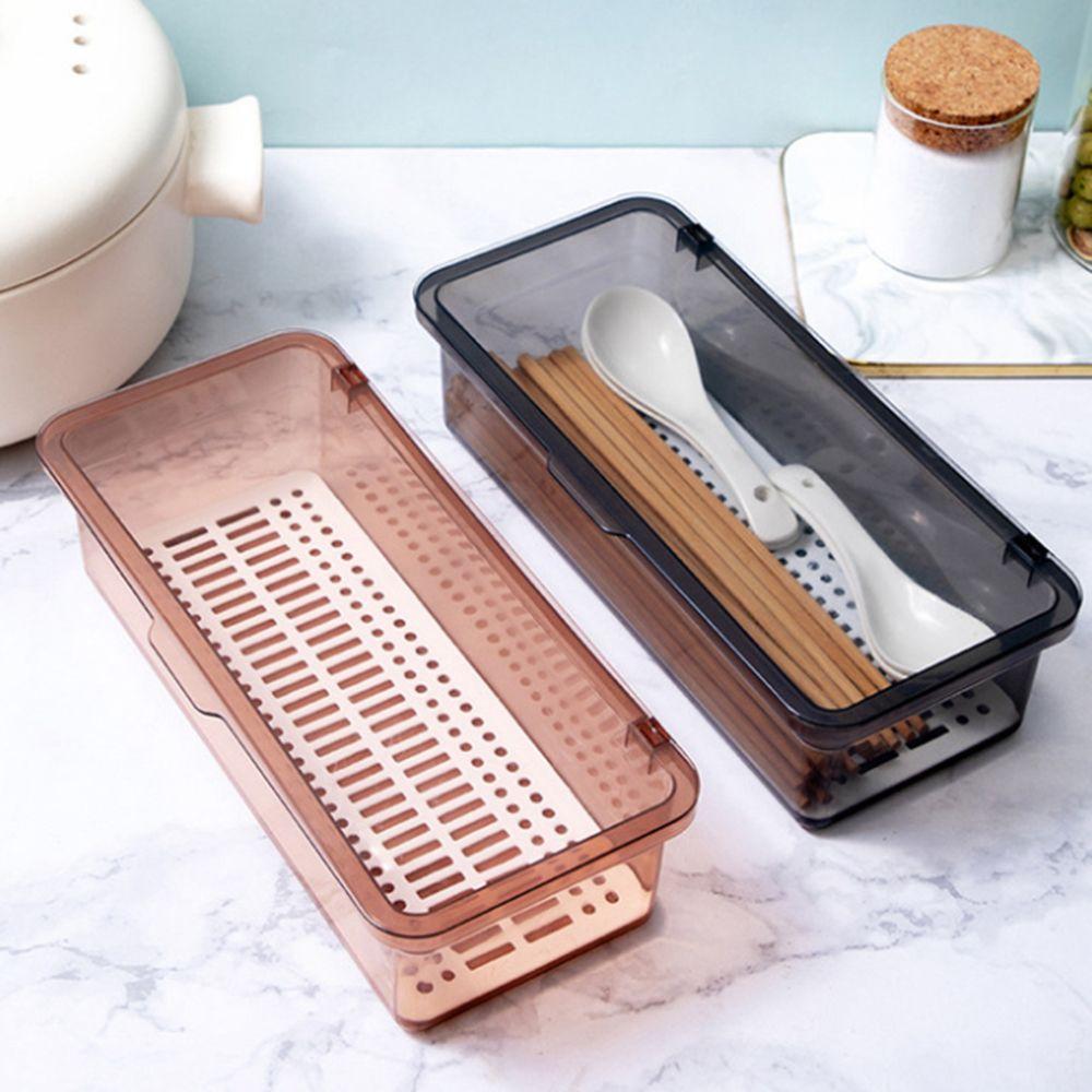 Tidy Plastic Spoon Fork Tray Cutlery Storage Box Cosmetic Make-up Brush Holder Tableware Organizer