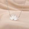 Lotus Flower Pendant Necklace Stainless Steel Women's Choker Yoga Buddhism Amulet Jewelry Birthday Gift