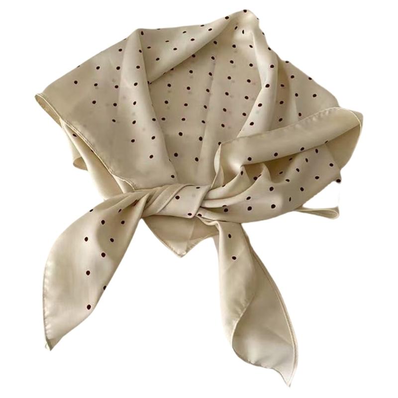 Women Dotted Scarf Casual Wear Party Neckwear French Styles Bandana Scarf Fashion Hairwrap for Dinner Party and Travel