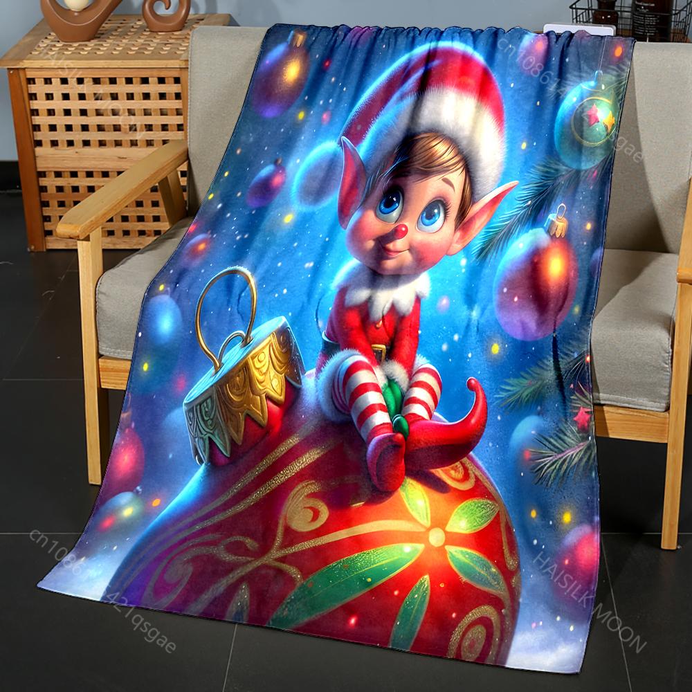 Festive Ornaments and Christmas Designs Pattern Blanket Flannel Material Soft Warm for All Seasons Home Outdoor Camping Picnics