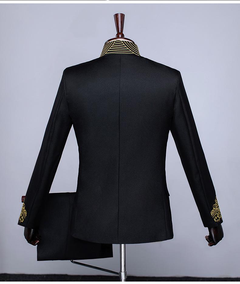Men's Zhongshan Suit Embroidered Choir & Graduation Costume - Chinese Style