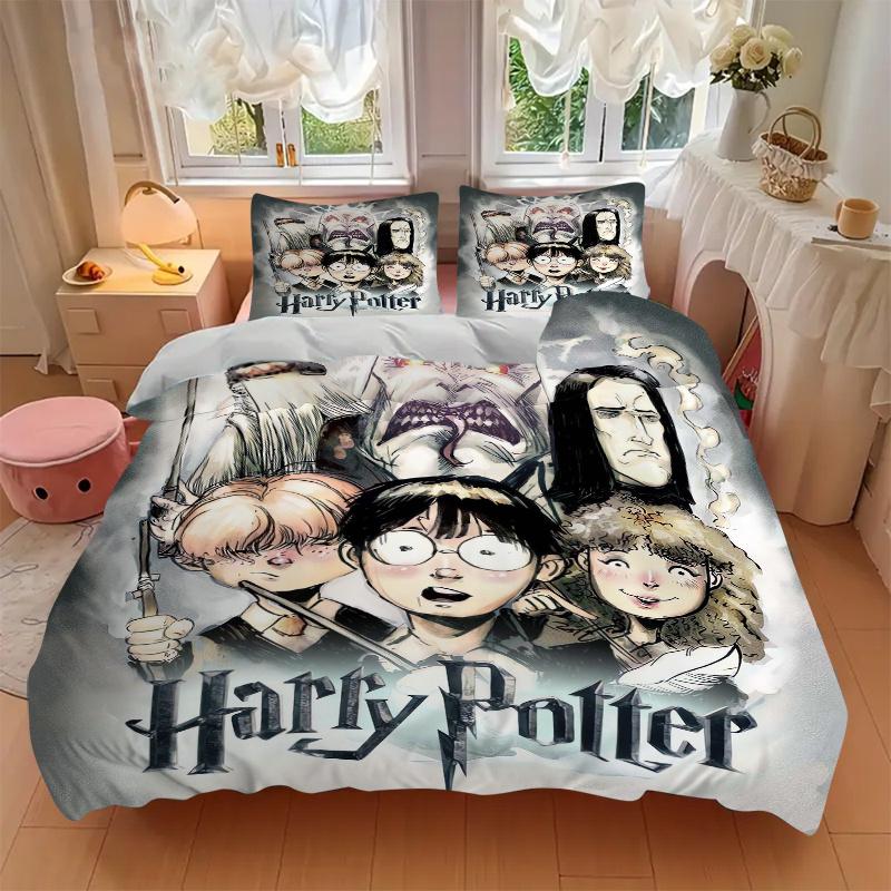 3pcs Harry Potter Bedding Set Includes Quilt Cover and Pillowcases, Suitable for All Seasons H050
