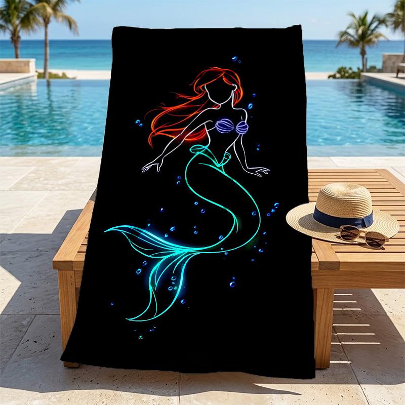 Mermaid Glow Stylish Digital Printing Beach Towel Quickdrying Absorbent Blanket For Beach Pool Gym Travel Christmas Gift C922202