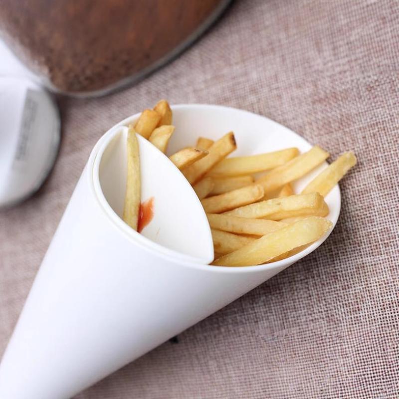 Fries Shelf Holder Assorted Sauce Chips Dip Snack Cone Stand Plastic Dip Cup Two Cup-Mouth Tableware Tray Container Kitchen Tool