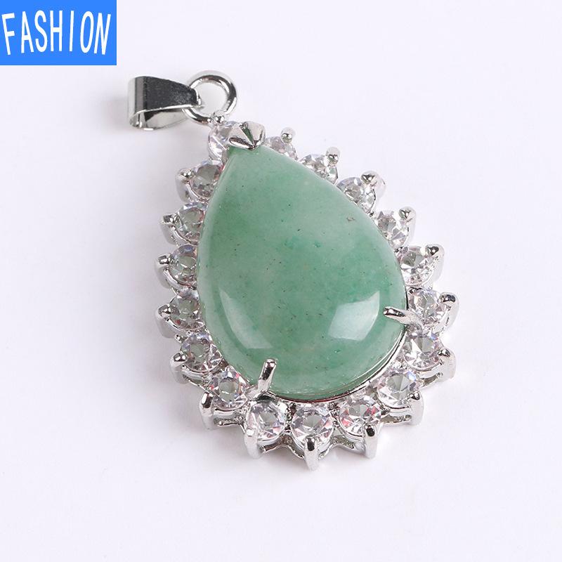 

Женский кулон в форме груши в стиле ретро с когтями, инкрустированный натуральными кристаллами и каплями воды, роскошное ожерелье высокого профиля с полным водным бриллиантом green aventurine