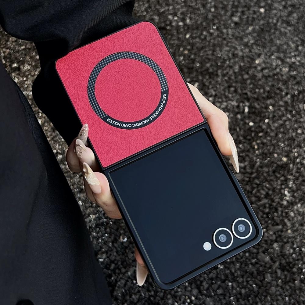 Luxus-Leder-Magnetische Matte Weiche Handyhülle für Samsung Galaxy Z Flip 7 6 5 4 3 Für Magsafe Kabelloses Laden Schutzhülle