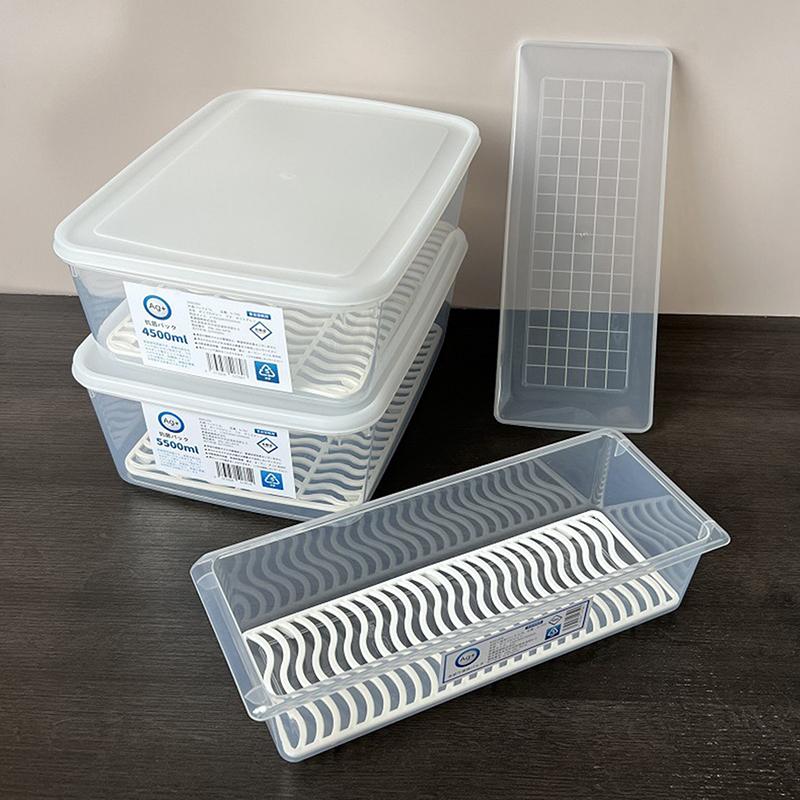 Vegetable Meat Fresh-Keeping Box Kitchen Refrigerator Organizer Drain Storage Box Freezing Food Storage Container