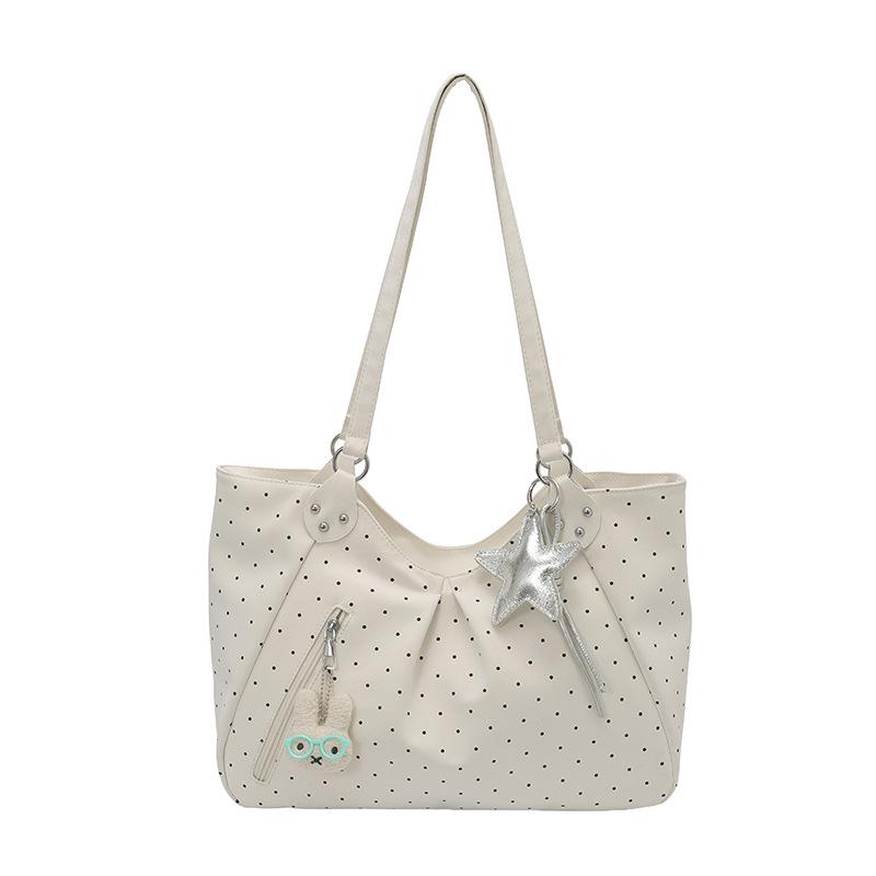 Polka Dot Large Capacity Tote - 2026 Casual Single Shoulder Bag for Women, Perfect for Students and Commuting.