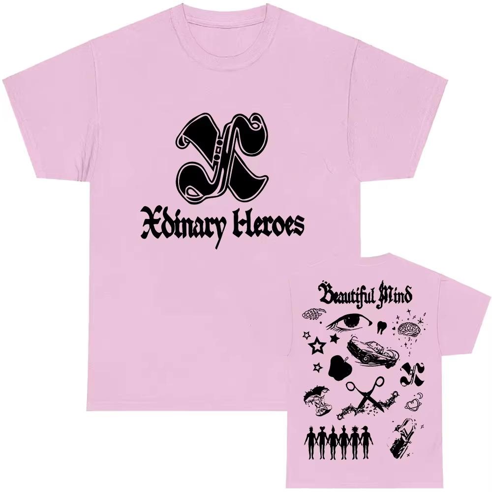 2026 Beautiful Mind Xdinary Heroes Koreaanse Jongensband Print Korte Mouw Katoenen Top voor Mannen Grafisch T-shirt Lentezomer nieuw