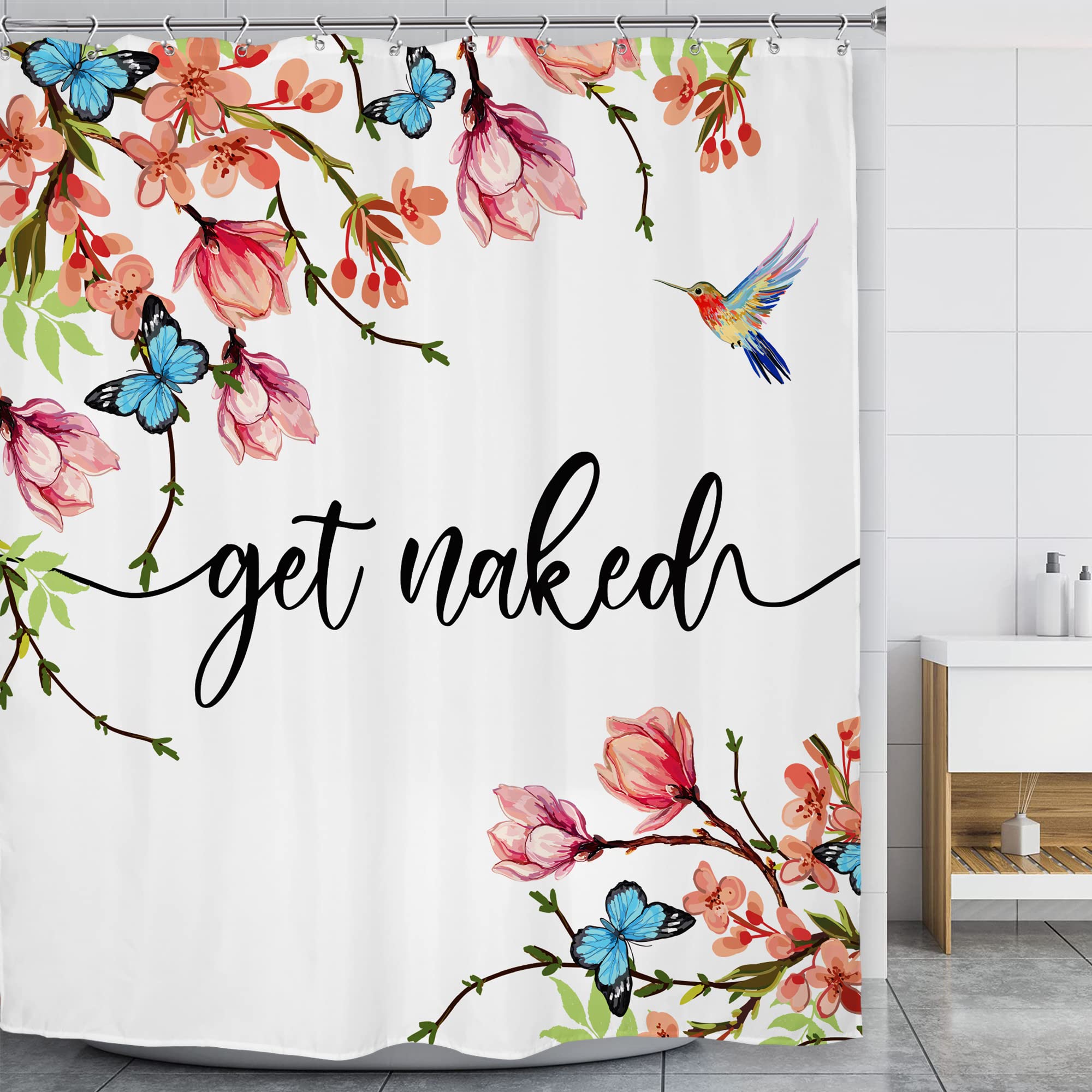 

Get Naked Цветочная Шторка для Душа Бордовые Цветы Блестящие Кисточки Травы Бордовый Фон Водонепроницаемая Ткань Декор для Ванной Комнаты Ванны W60H190(CM)-1 Pcs