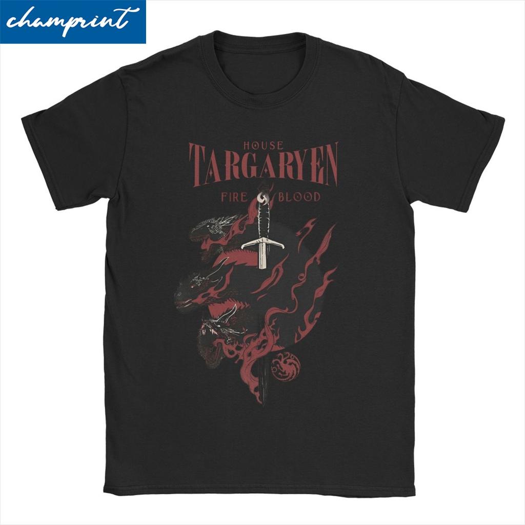 Haus Targaryen Fire And Blood GOT T-Shirt für Herren Damen Erstaunliches 100% Baumwolle T-Shirt Rundhals T-Shirt 4XL 5XL 6XL Oberteile