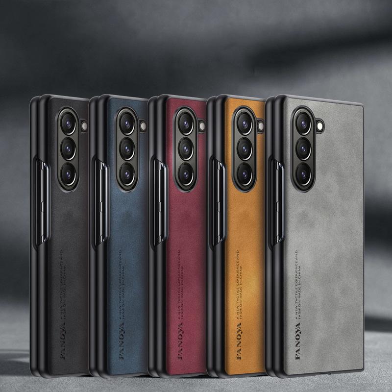 Leather Skin Feeling Case For Samsung Z Flip Fold 5 4 3 Moto Razr 40 Ultra Shockproof Phone Cover