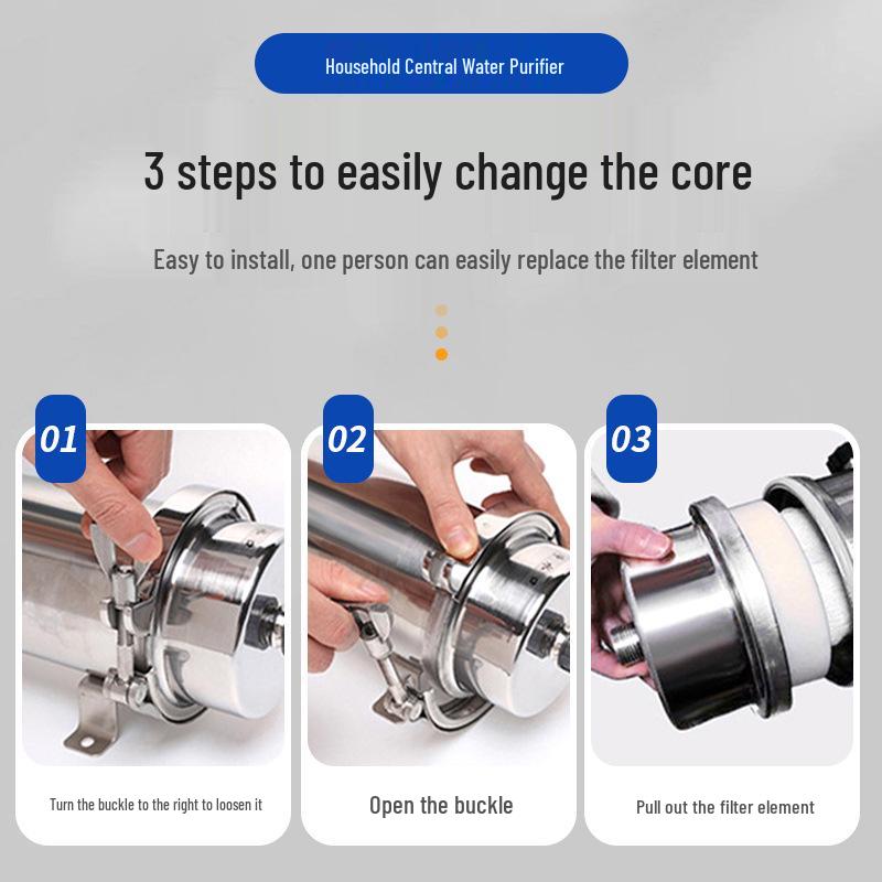 High-Flow Yellow Mud Water Filter Stainless Steel Ultrafiltration Kitchen Purifier for Whole House Central Water System