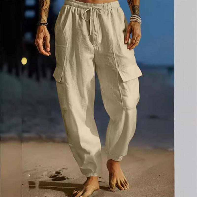 2024 Autumn Jogger Work Pants: Breathable Long Pants with Elastic Drawstring Waistband & Multi-Pocket Design