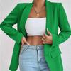 Women's Elegant Solid Color Long Sleeved Single Breasted Sports Jacket - Loose Fit, Classic Silhouette, High-quality Stitching