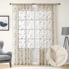 2PCS Semi-Transparent Embroidered Leaf Window Thin Curtain Through-shaft Type Soft Window Sheer Washable Modern Style