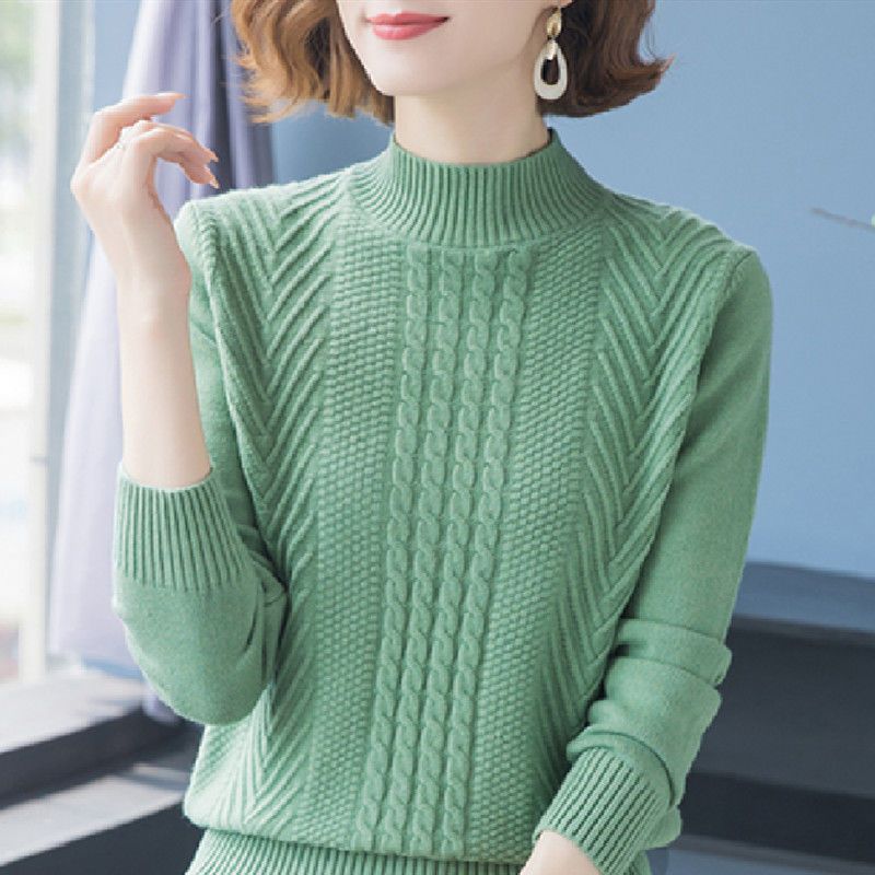 Solid Color Crew Neck Knitted Sweater, Elegant Long Sleeve Pullover Sweater for Fall & Winter, Women's Clothing