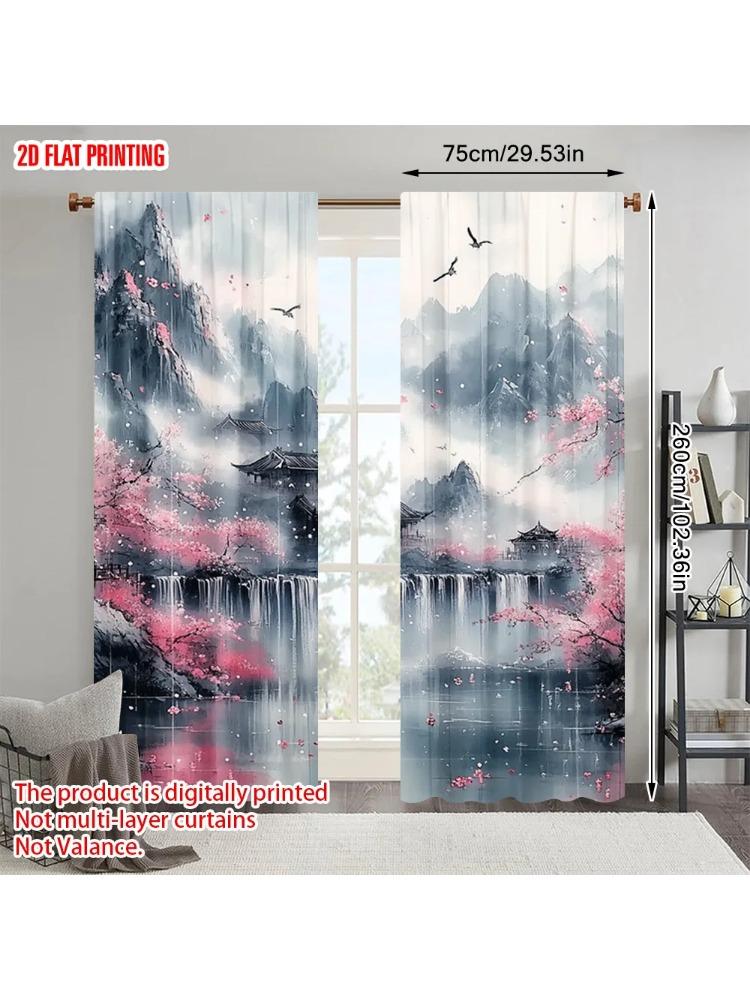 

Plane Printing Creative Curtains Vibrant Landscape Polyester Easy Install Without Rod All Seasons Perfect Bedroom Curtain For Master W100*H70(CM)-Grommet top&1PCS