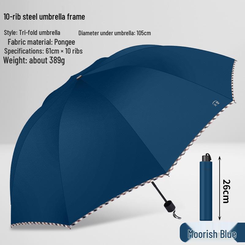 Tiantiansan XL Dual-Use Umbrella for Men and Women, Foldable, Sun & Rain Protection, Ten Ribs, Reinforced, Business Design.