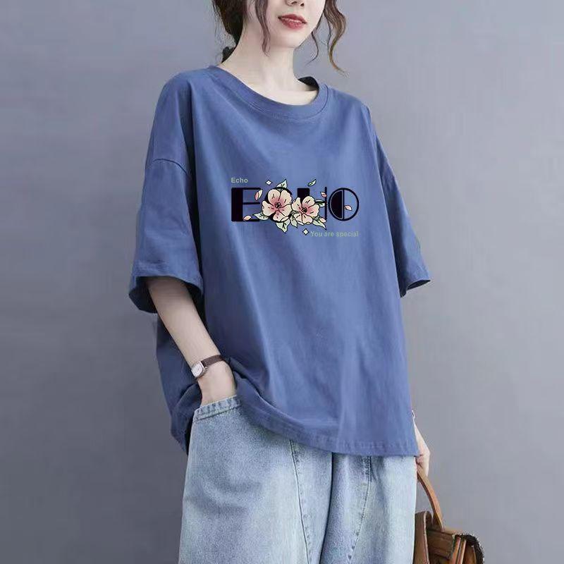 Summer New Short-sleeved T-shirt Women Loose Women's Printed Half-sleeve Tops