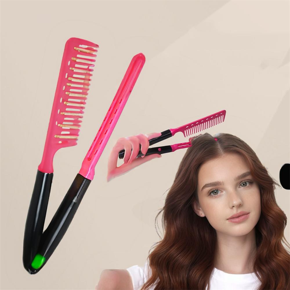 1PC Barber V Type Hair Straightener Comb Anti-static Haircut Hairdressing Brush Comb Folding Salon Hair Comb Clip Women