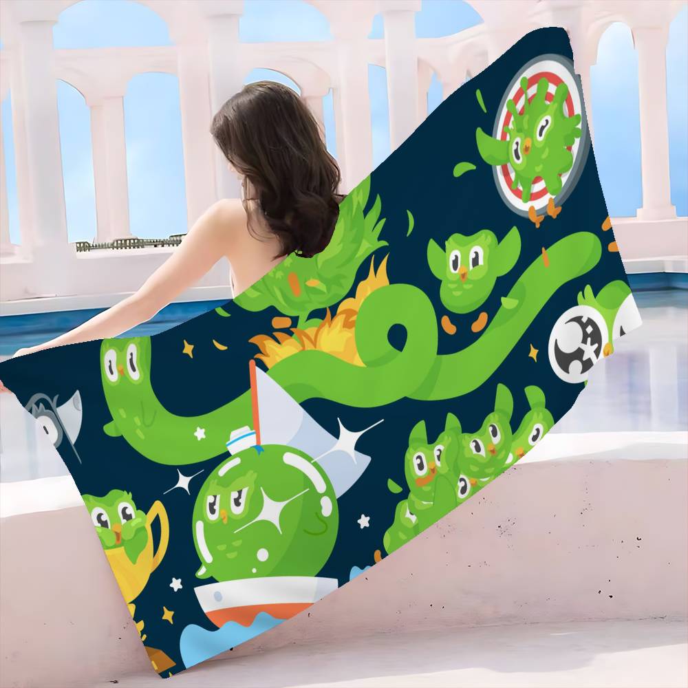 Funnyt D-Duolingo Microfiber Printed Beach Towel Mountain Climbing Yoga Beach Swimming Running Absorbent Soft Towel