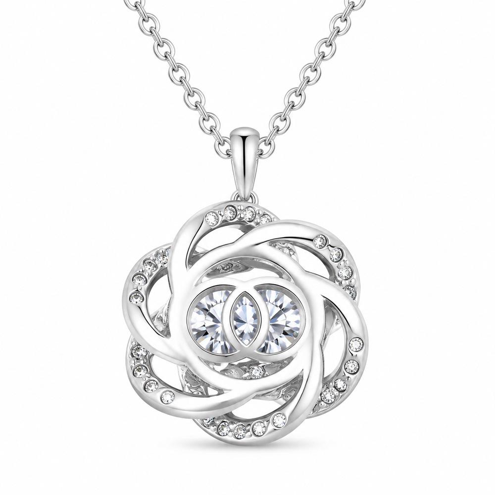 Moissanite Rose Firework Zirconia Necklace and Luxury Stud Earrings - Women's Niche Design Hot Seller