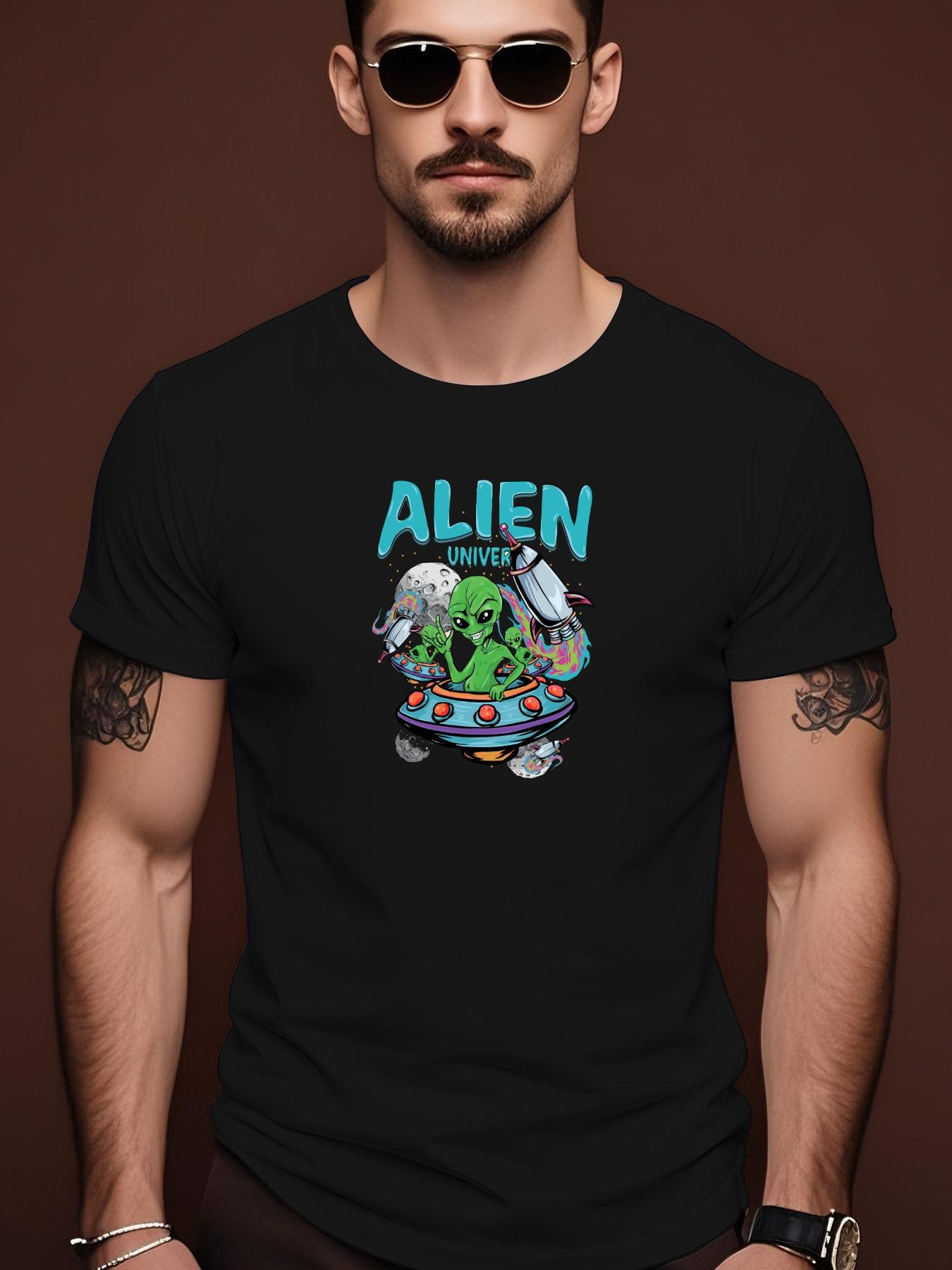 Alien Graphic Cotton Tshirt - Casual Crew Neck XXL