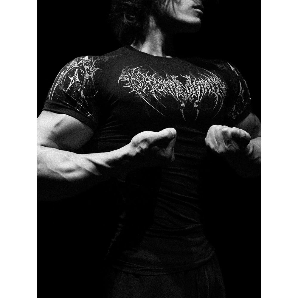 FitnessTight-fitting Heren Sportschool Workout T-shirt - Sneldrogend Compressie Korte Mouw Top Voor Bodybuilding Hardlopen Training Atletische Sportkleding S